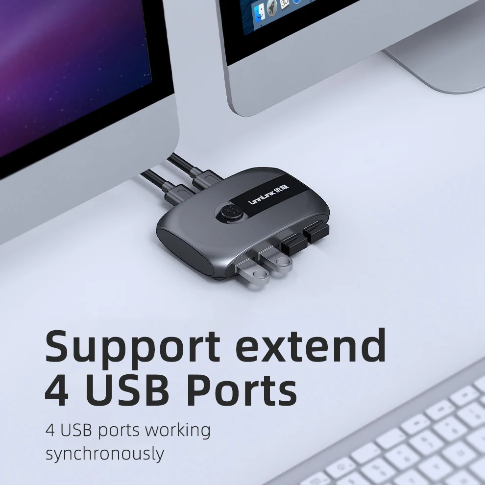 Квм переключатель Unnlink с 2 4 портами USB 3 0 удлинителем X4 клавиатура мышь принтер U