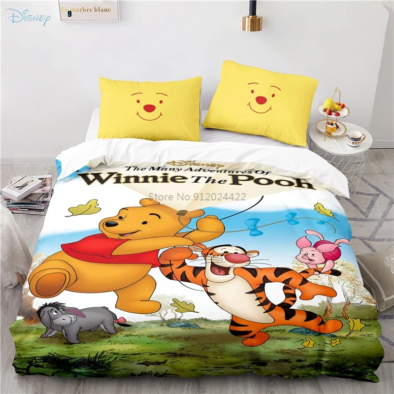 

Disney 3D Cartoon Winnie The Pooh Bedding Set Twin Full Queen King Duvet Cover with Pillowcase Home Textile for Kids Boys Girls