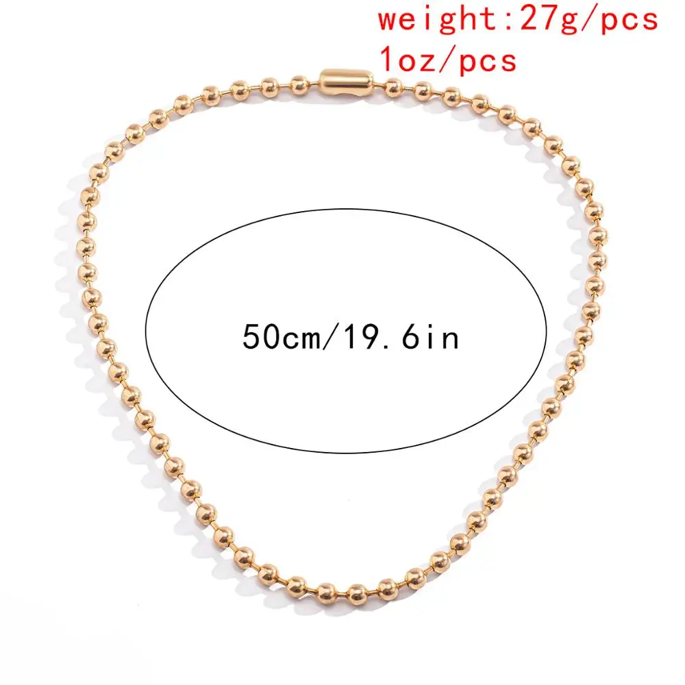 

Goth Cuban Round Beaded Choker Necklace Pendant Steampunk Men Punk Minimalism Iron Link Long Chain Necklaces for Women Jewelry