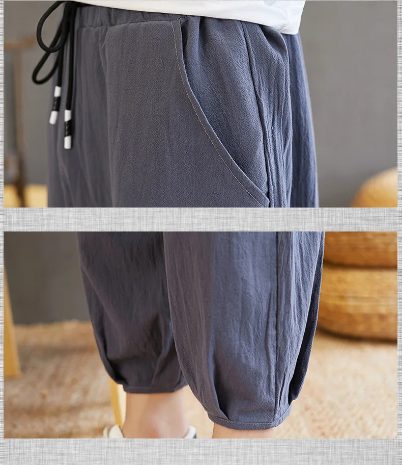 

Men Plus Size Cotton Linen Harem Pants Japanese Style Jogger Pants 2020 Male Streetwear Loose Summer Solid Pants Trousers 5XL