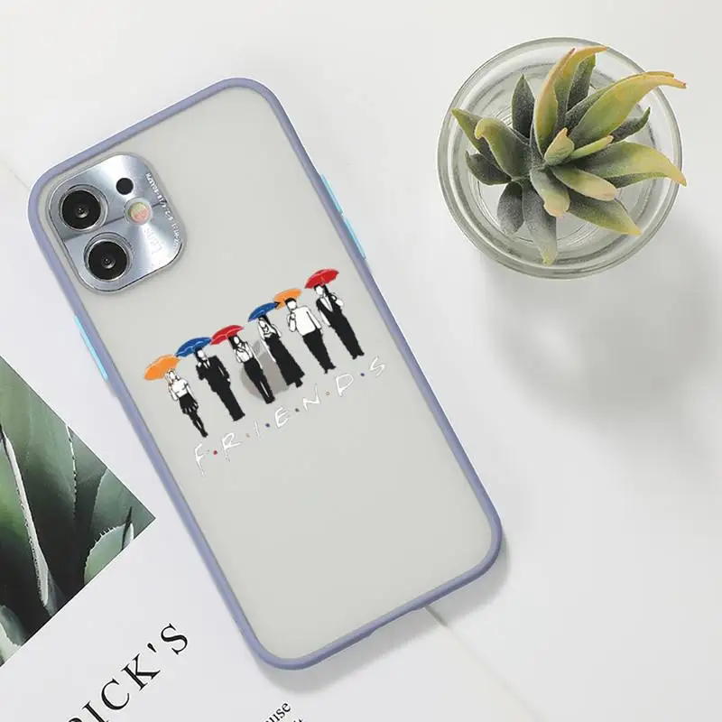 

Friends TV Phone Case For iPhone 12 11 Mini Pro XR XS Max 7 8 Plus X Matte transparent Gray Back Cover