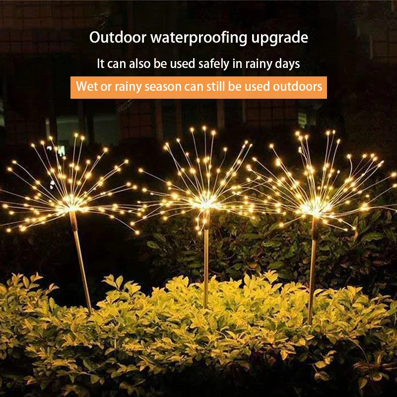 

Solar Powered Outdoor Grass Globe Christmas Dandelion Fireworks Lamp 180/200 LED for Garden Lawn Landscape Lamp Holiday Lights