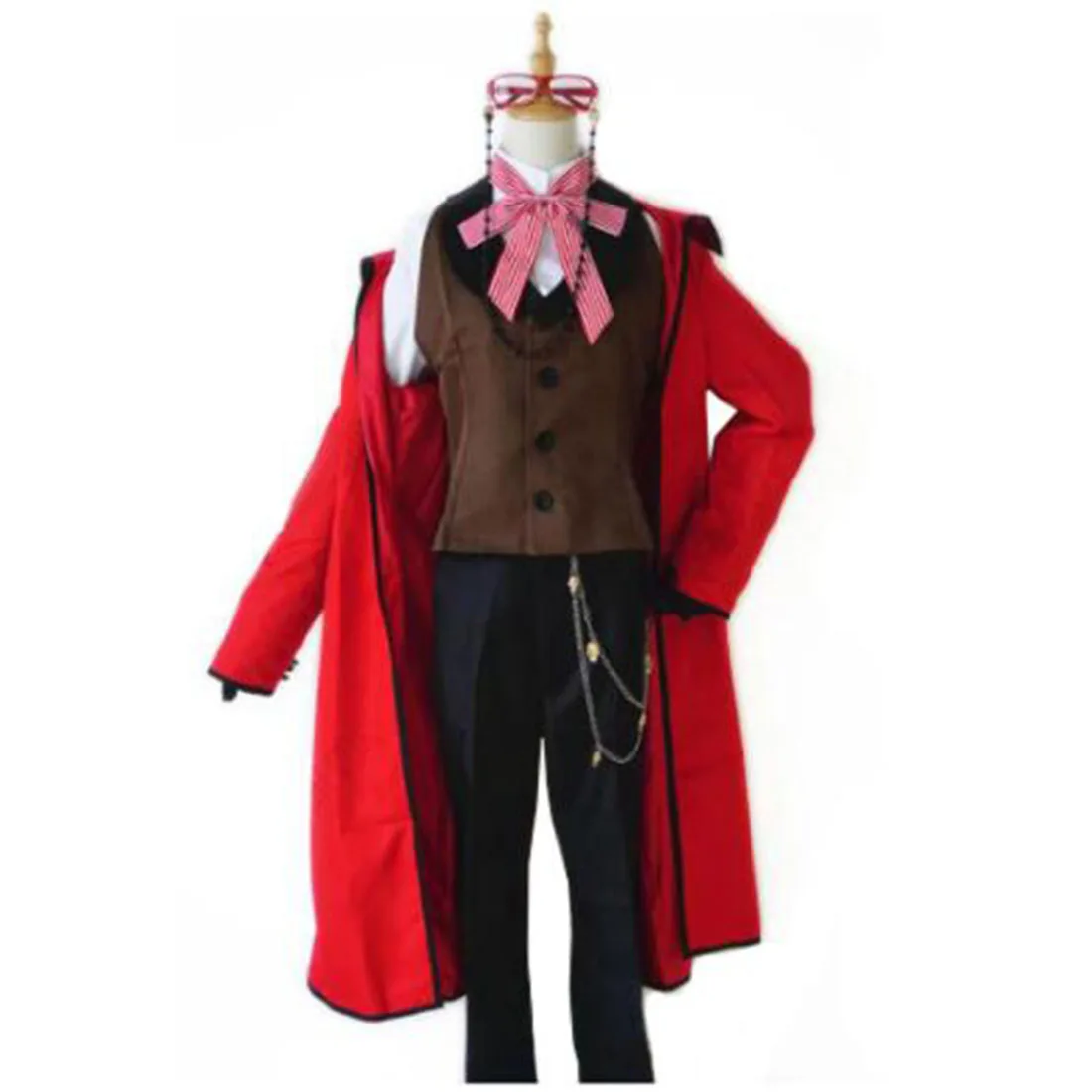 

Костюм для косплея черного Батлера из аниме «транслера», красная Униформа и очки для вечеринки в стиле Хэллоуина, 2021