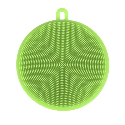 Green ERMAKOVA силиконовая губка для посуды, силиконовая Чистящая Щетка, кухонная скруббер, Овощная щетка для фруктов, термостойкая подставка для горячего горшка - Цвет: Green