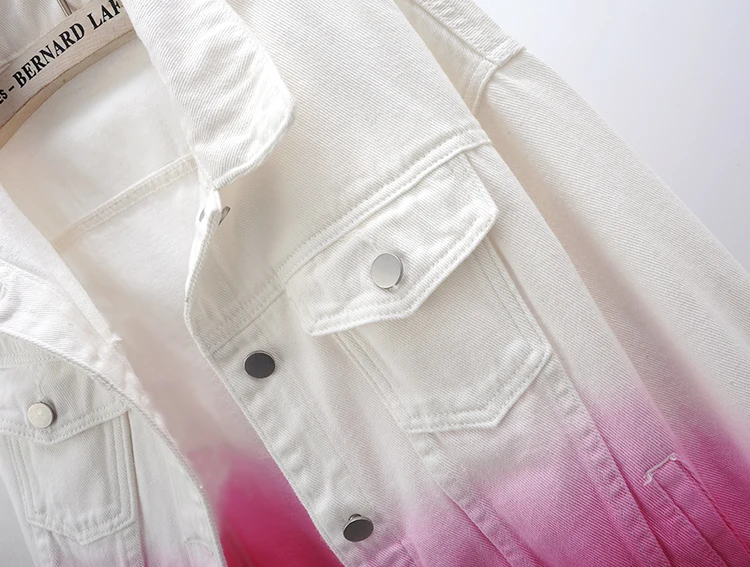 

2021 Spring and Autumn New Color Gradient Short Coat Korean Style Loose Student Jeans Jacket Women's Loose Hooded Denim Jacket