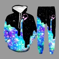 2022 outdoor sports trend mens sets autumn long sleeve clothing male hoodie sweatshirt suit starry sky print tracksuit outfit