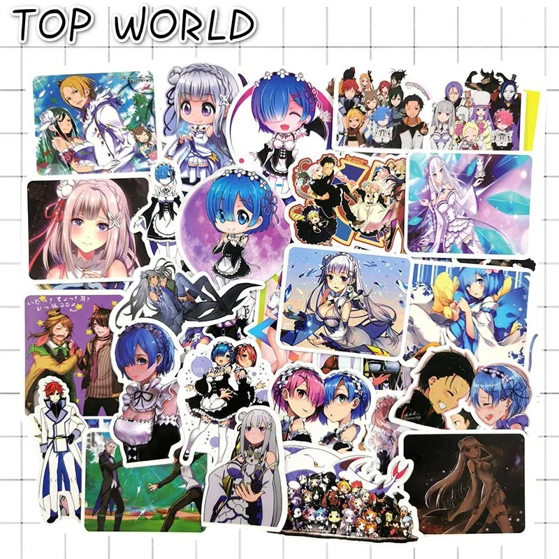 10/50pcs/pack Life In A Different World From Zero Anime Stickers Diy Scrapbooking Laptop Skateboard Motorcycle Badges Pasters
