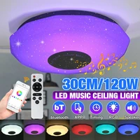 120w rgb dimmable music ceiling lamp remoteapp control smart ceiling light ac 220v for home bluetooth speaker lighting fixture