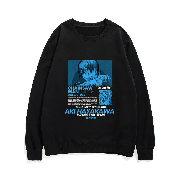 

Fashion Original Brand Design Sweatshirt Japan Anime Chainsaw Man Sweatshirts Super Cool Hayakawa Aki Pullover Unisex Streetwear