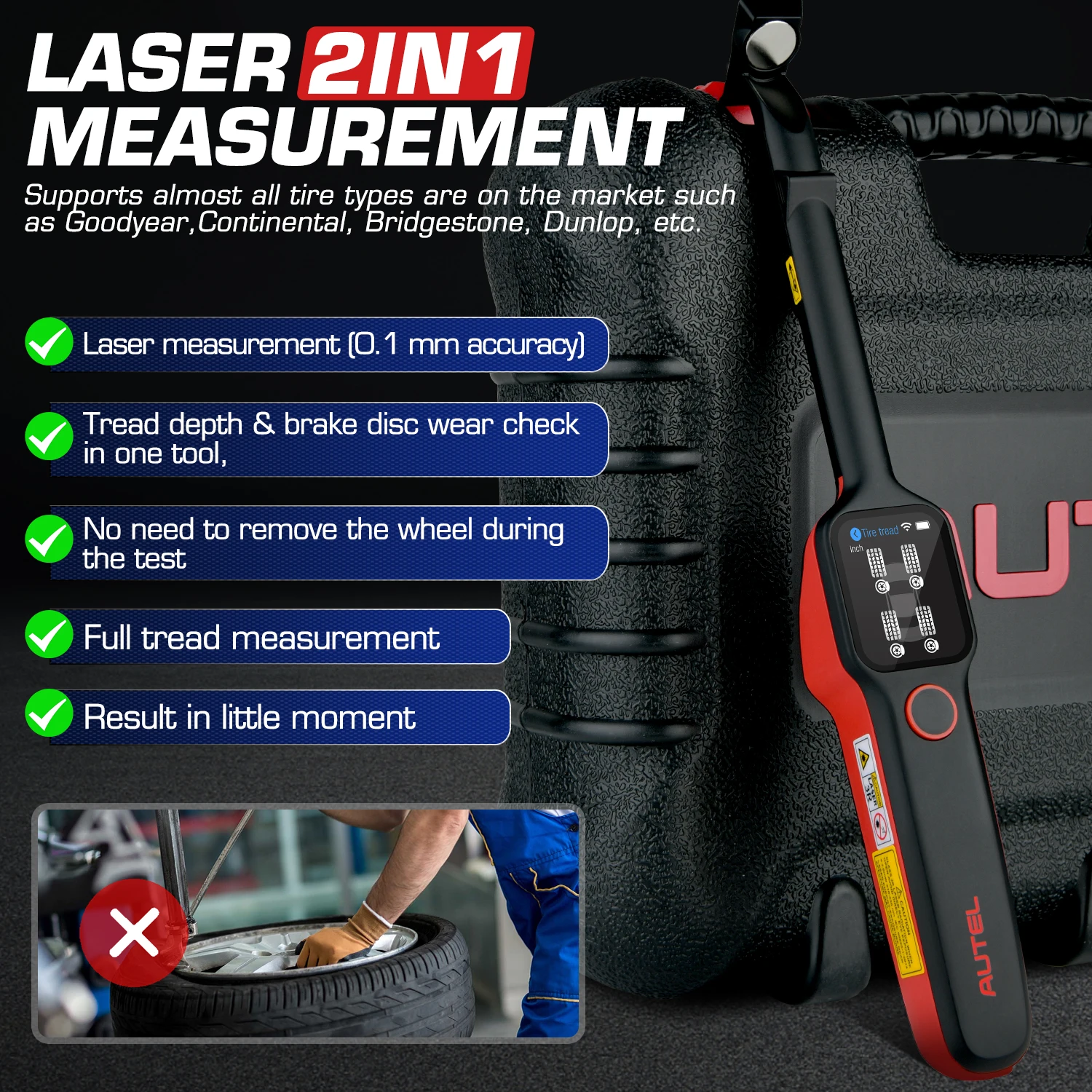 Autel MaxiTPMS TBE200 Laser-enabled Tire Tread Depth &amp Brake Disc Wear Examiner Car Maintenance Tool PK TBE100 | Автомобили и