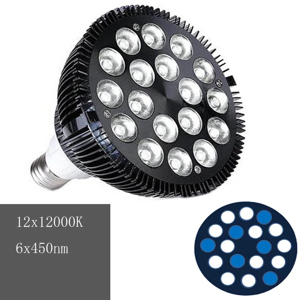 B18E Полный Спектр 27 Вт E27 LED Свет Аквариума НОМИНАЛЬНОЙ 38 Риф Лампы LED пресной Воды Растения Растут Лампы для Пруда Fish Tank Коралловых Рифов Танка - Цвет: B18E