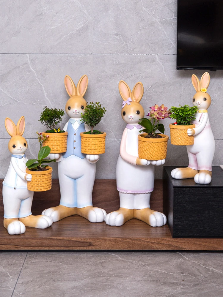 Garden Decoration Outdoor Rabbit  Ornaments Gardening Simulation Animal Figurines Garden Home Decor Landing Landscape Accessorie