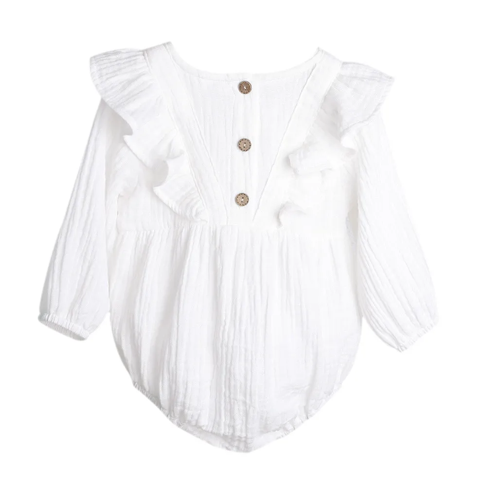 Детский однотонный комбинезон с длинным рукавом на пуговицах | Мать и ребенок