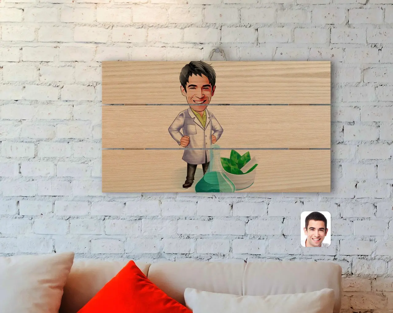 

Персонализированные Для Мужчин 'S фармацевт карикатура аутентичный деревянный поддон Tablo-1