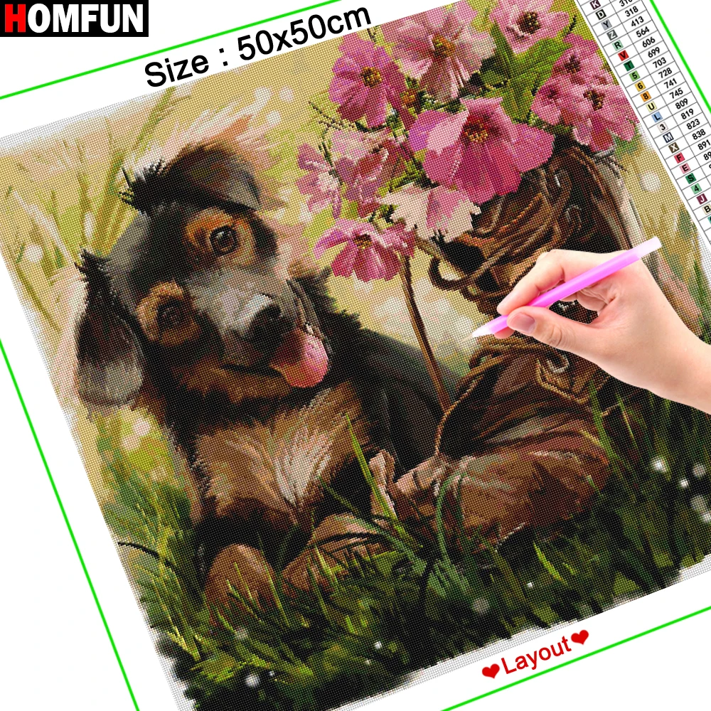 Алмазная 5d-вышивка HOMFUN A00121 картина собака башмак цветок квадратная/круглая для