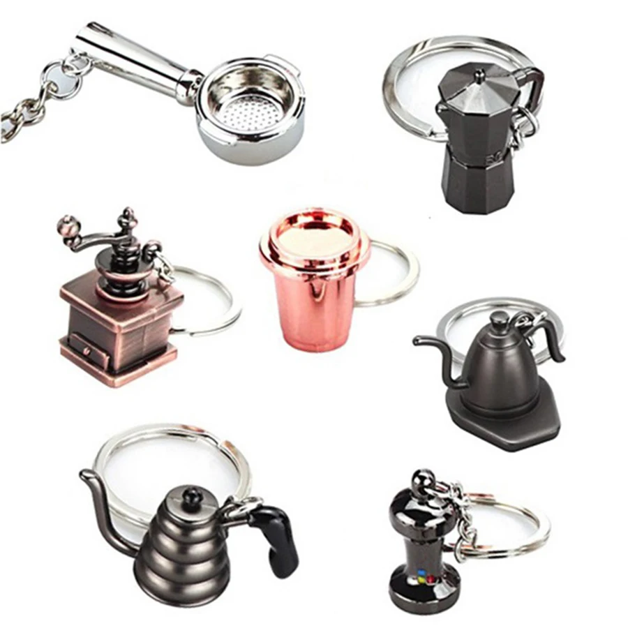 

Модный дизайн, брелок для кофейных инструментов Moka, брелок из сплава для бариста, подвеска для кофейных изделий, украшение для одежды, брело...