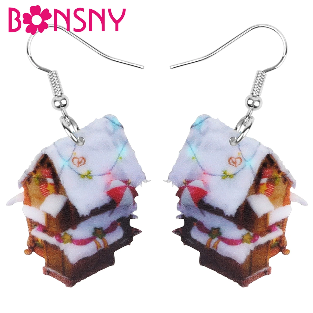 Bonsny акриловое рождественское аниме снежный дом украшение ювелирное изделие для
