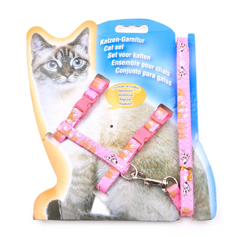 Нейлоновая шлейка для кошек дешевая I-образная регулируемая повязка на шею