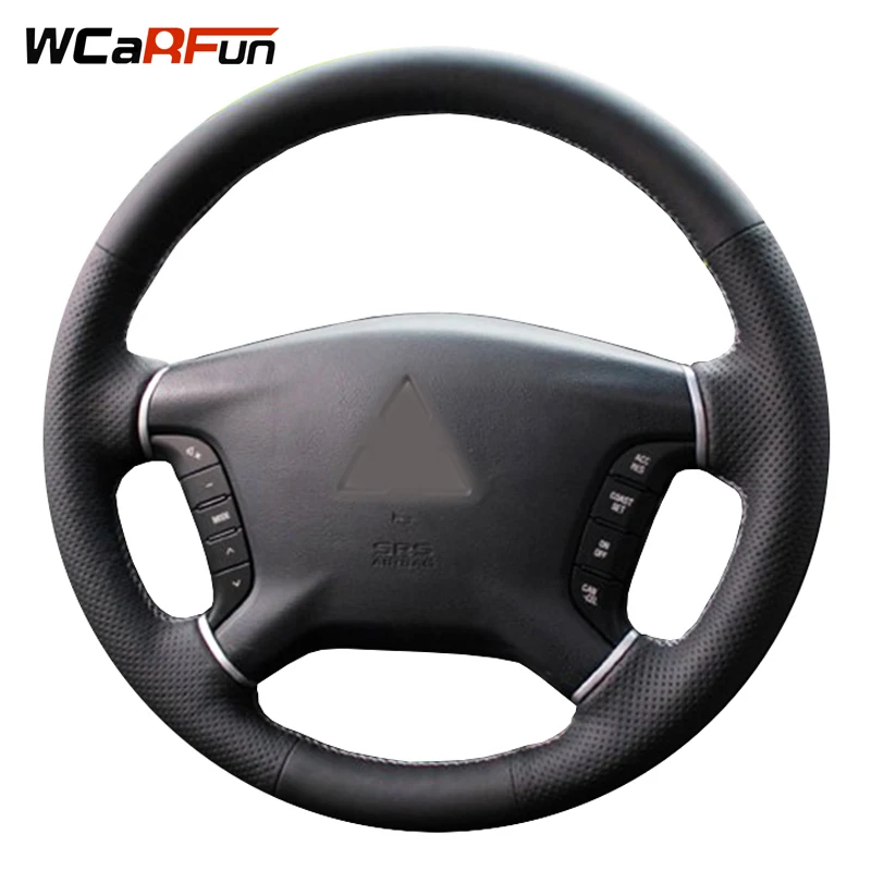 

WCaRFun Hand-stitched Black Artificial Leather Car Steering Wheel Cover for Mitsubishi Pajero 2007-2014 Galant 2008-2012