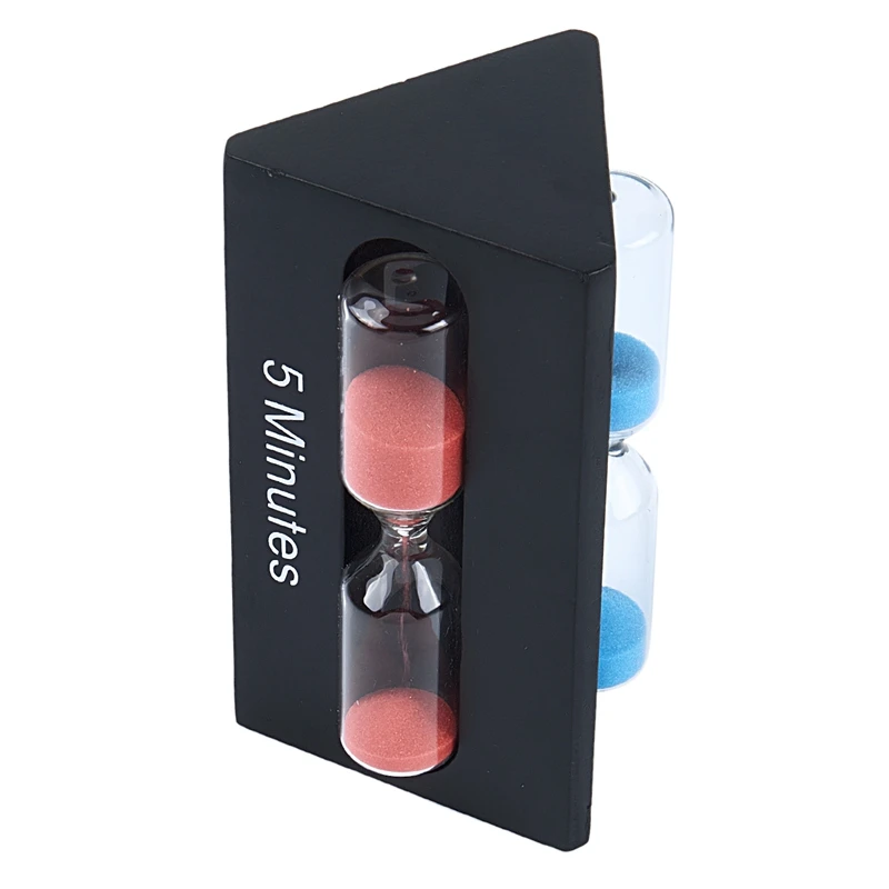 Fashion-Triangular Hourglass Colore Sand Clock 3/5/7 Minutes Hour Meter- Black