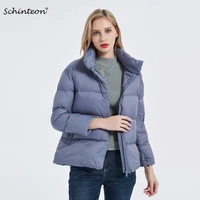 2021 schinteon light down jacket stand collar 90 white duck down coat casual loose winter outwear high quality 8 colors
