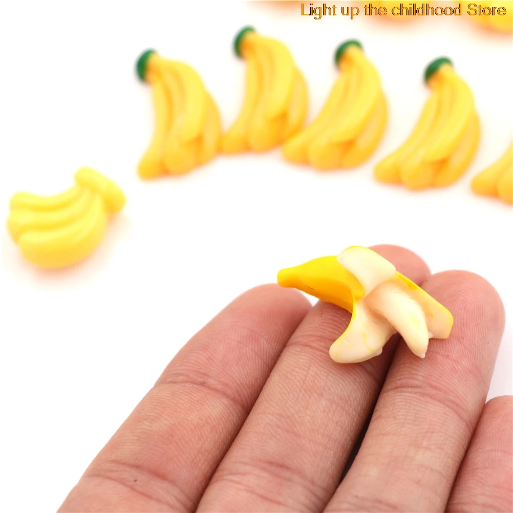 

5Pcs Kawaii DIY Embellishment Accessories Play DollHouse Toy Resin Artificial Fake Miniature Food Fruit Banana Decorative Craft