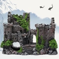 ancient castle resin sinking action figure aquarium cave for fish tank landscaping hiding house decoration toys accessories gift