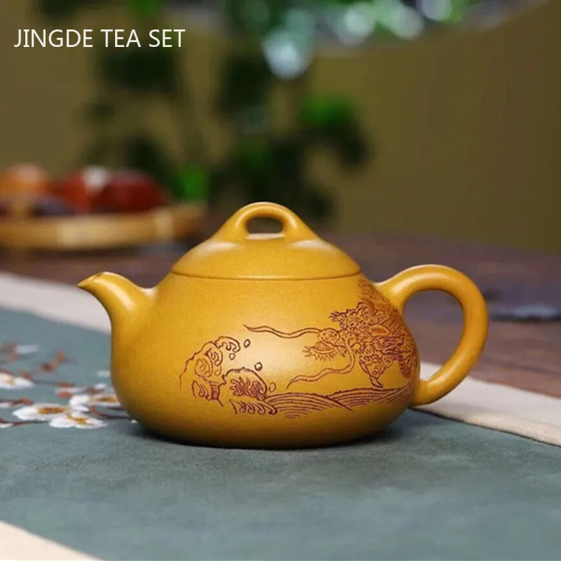 

Chinese Yixing Purple Clay Teapots Raw Ore Section Mud Filter Tea Pot Home Boutique Tea Set Customized Tea Table Supplies 230ml