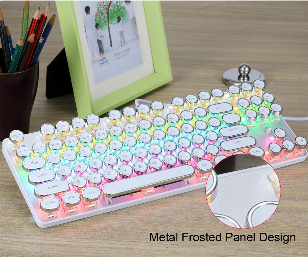 Механическая Проводная игровая клавиатура в стиле панк со светодиодный