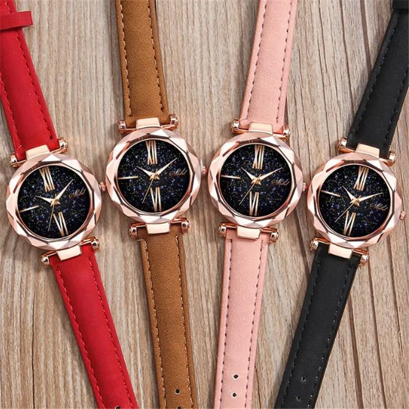 

Women Casual Leather Ladies Bracelet Watch Quartz Wrist Watch Starry Sky Female Clock reloj mujer relogio feminino 2020