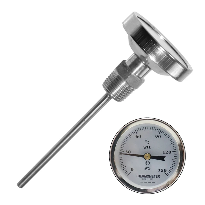 

517A Long Probe Deep Fry Thermometer for Brewing with Instant Read Stainless Steel Stem Meat Cooking Dial Thermometer for Home