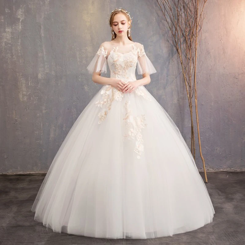 Свадебное платье с коротким рукавом es 2019 Новинка Mrs Win роскошное кружевное