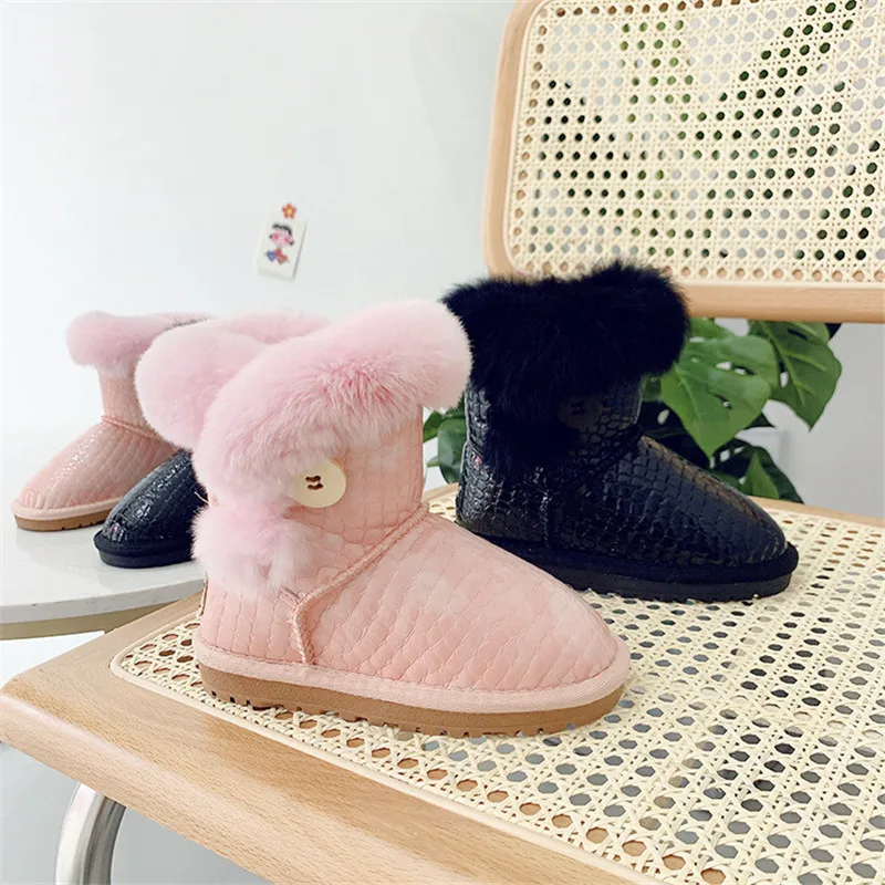 Водонепроницаемые ботинки из натуральной кожи ручной работы для девочек теплые