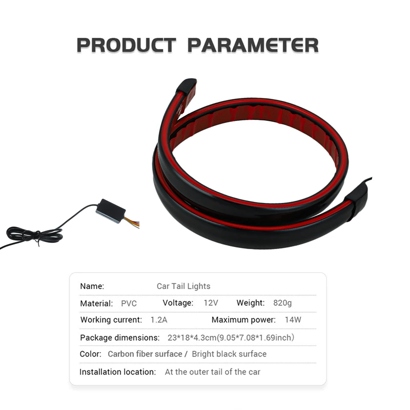 Универсальный Спойлер для багажника из углеродного волокна со светодиодной