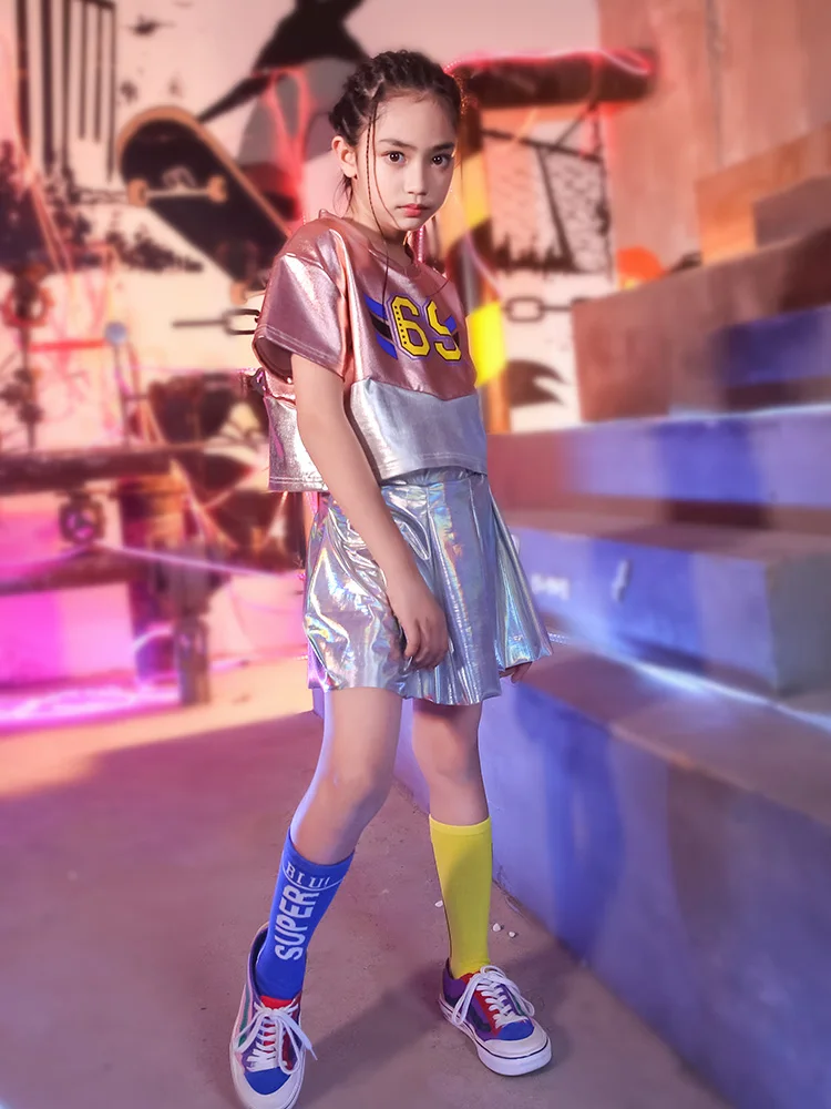 Детский джазовый костюм для девочек уличный с коротким рукавом детский школьный