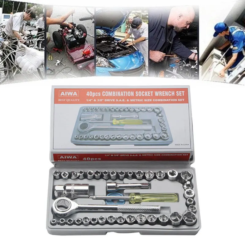 

Wrench Wrench Set Universal Socket Wrench Tool Motorcycle 40pcs 3/8 Inch