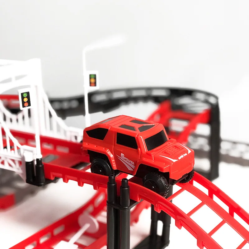 Электрический гоночный вагон многоуровневый Расширенный трек железная дорога