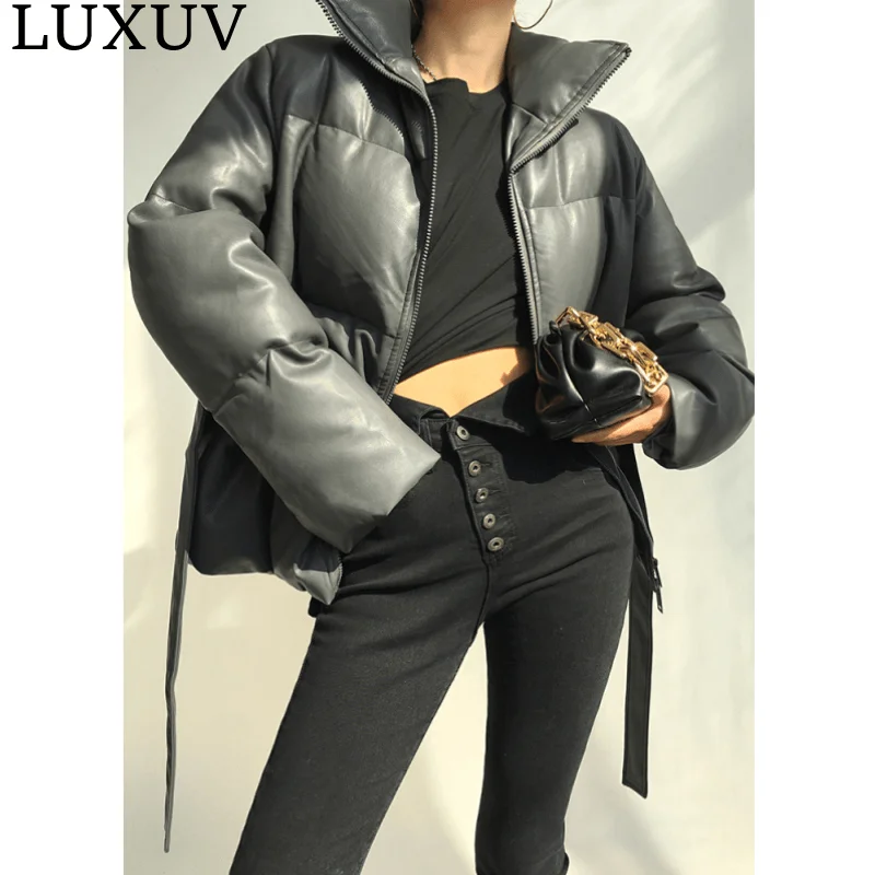 LUXUV Winter Women's Jacket Quilted Cotton Design White Duck Down Hood Warm Female Coats Ultra Lightweight Long Parka Outwear