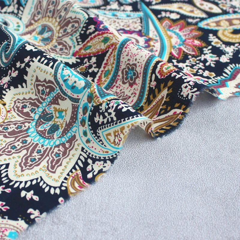 50cm*147cm/Piece Phoenix Tail Cashew Nut Cotton Printed Cloth Dress Shirt Scarf Curtain Puppet Fabric DIY Handmade Material - купить по