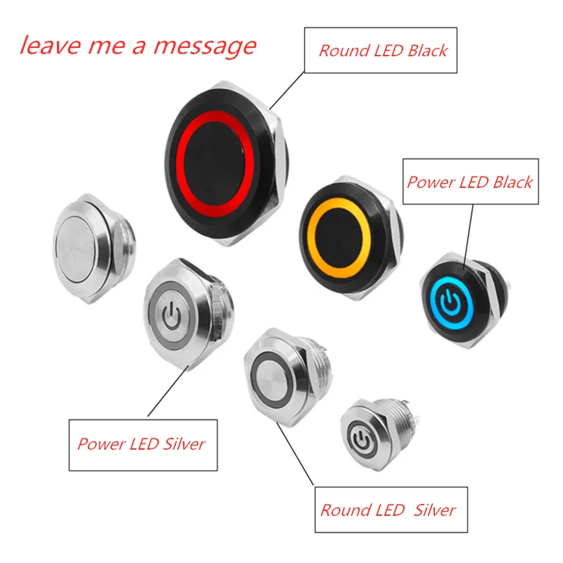 

Electric Waterproof Power 12v Led Light Momentary Short Mini Push Button Switch 12/16/19/22/25/30 mm Pressure Switches 220v 24v
