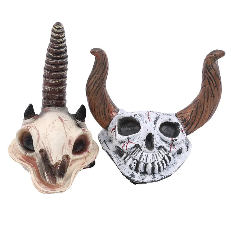 Двойные рога повязка на голову один рогатый тиара Хэллоуин Череп Вуаль головной