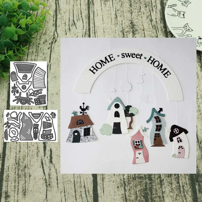 Металлические Вырубные штампы рождественский дом 2019 трафарет для рукоделия