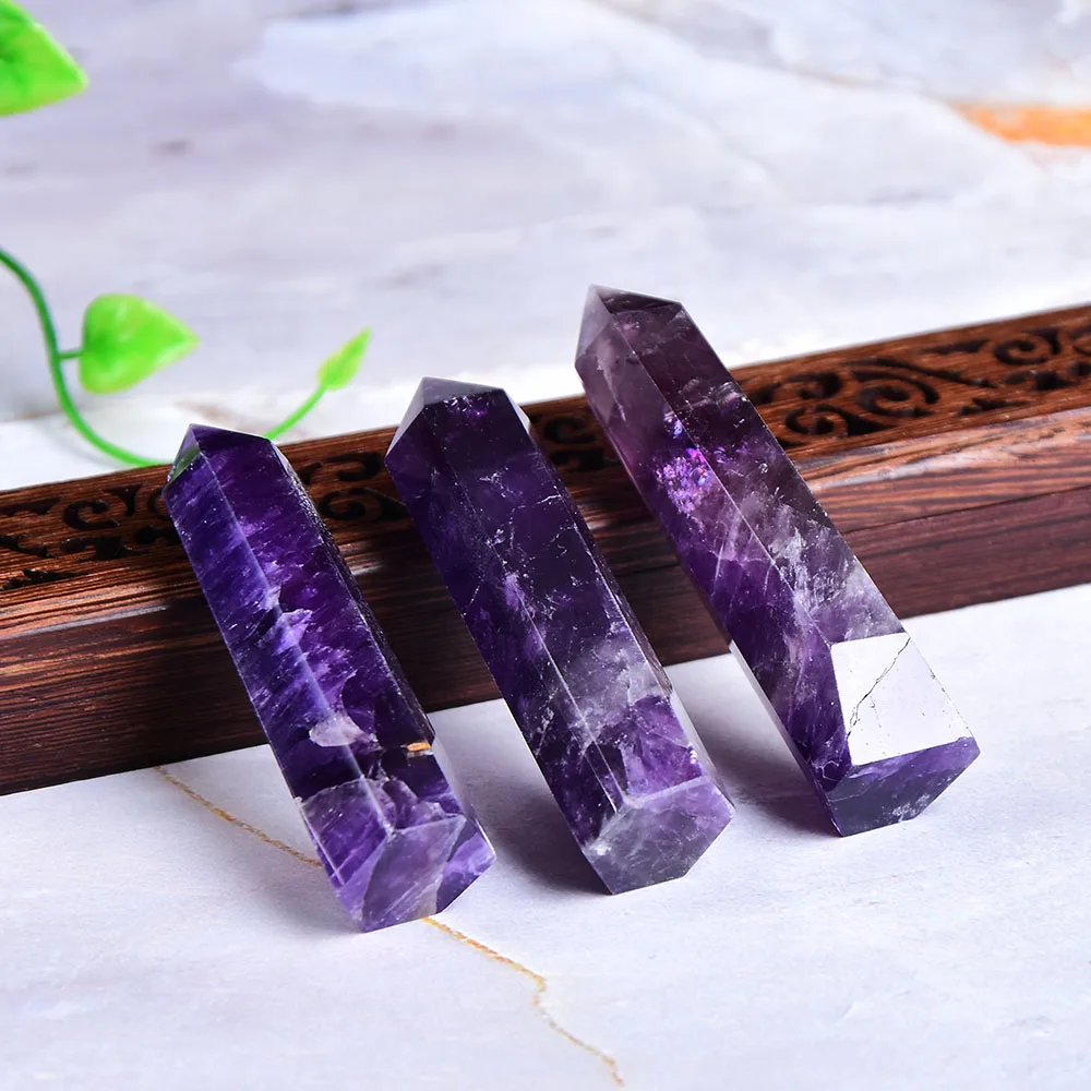 

Natural Amethyst Point Crystal Healing Energy Stone Natural Quartz Home Decor Reiki Polished Crafts 50-80mm Stone Carved 1PC