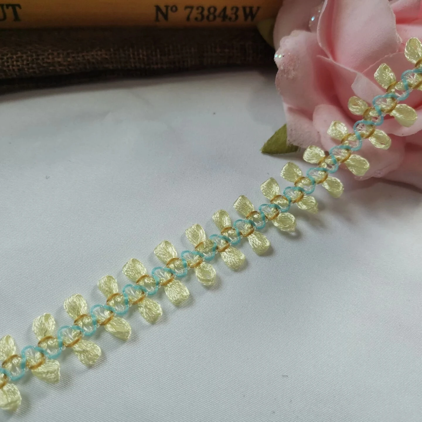 Лента для банта Тюлевая кружевная отделка 1 5 см желтая гипюровая лента розовая