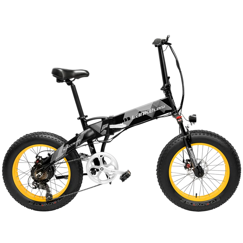 Bestellen LANKELEISI X2000Plus EU Freies Schiff Falten Moped Elektrische Bike 20 Zoll Fett Reifen Für Schnee Städtischen Offroad Berg 500W 48V 35 KM/H