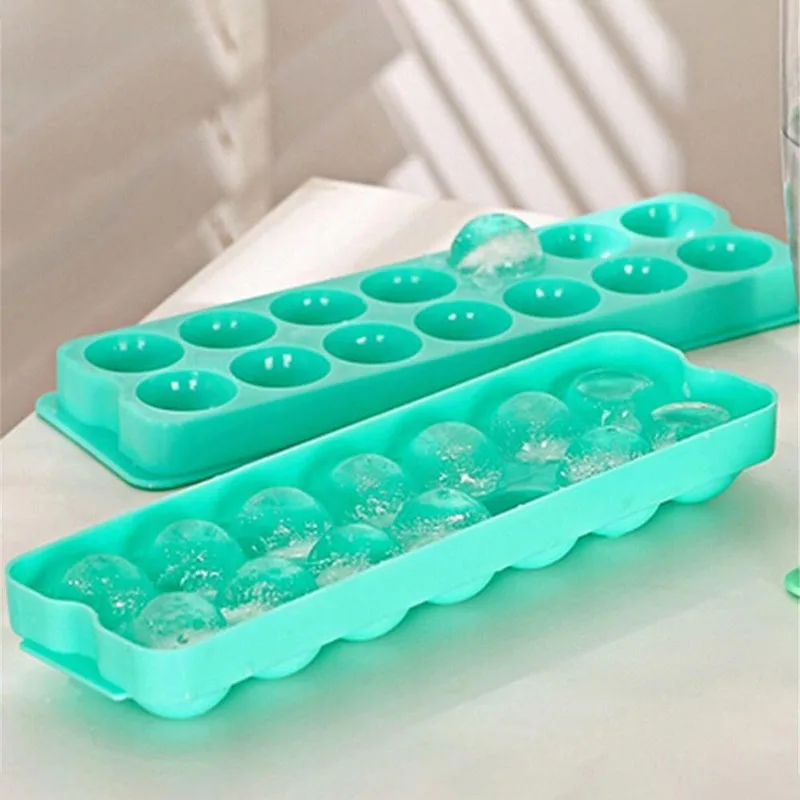 

Plastic Molds Ice Tray 14 Grid 3D Round Ice Molds Home Bar Party Use Round Ball Ice Cube Makers Kitchen DIY Ice Cream Moulds