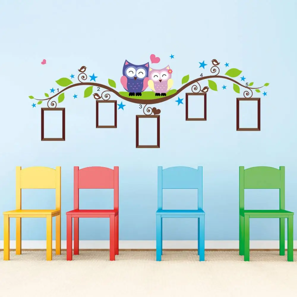 

Cute Owlet On Tree Branch Wall Sticker For Kindergarten Kids Room Festival Decoration Cartoon Owl Bird Mural Art Diy Home Decal