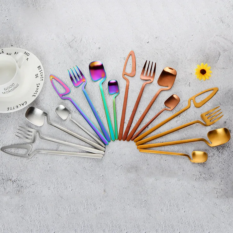 

4Pcs Cutlery Set Dinnerware Party Fork Spoon Knife Set Western Restaurant 304 Stainless Steel silverware set flatware set