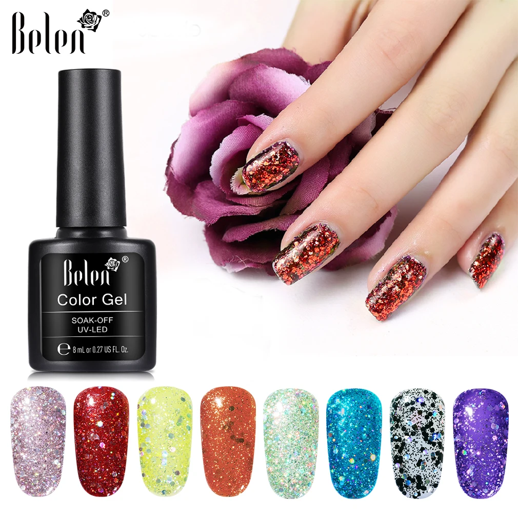 Belen 8 мл Алмазный Гель-лак для ногтей УФ светодиодный замачиваемый маникюрный