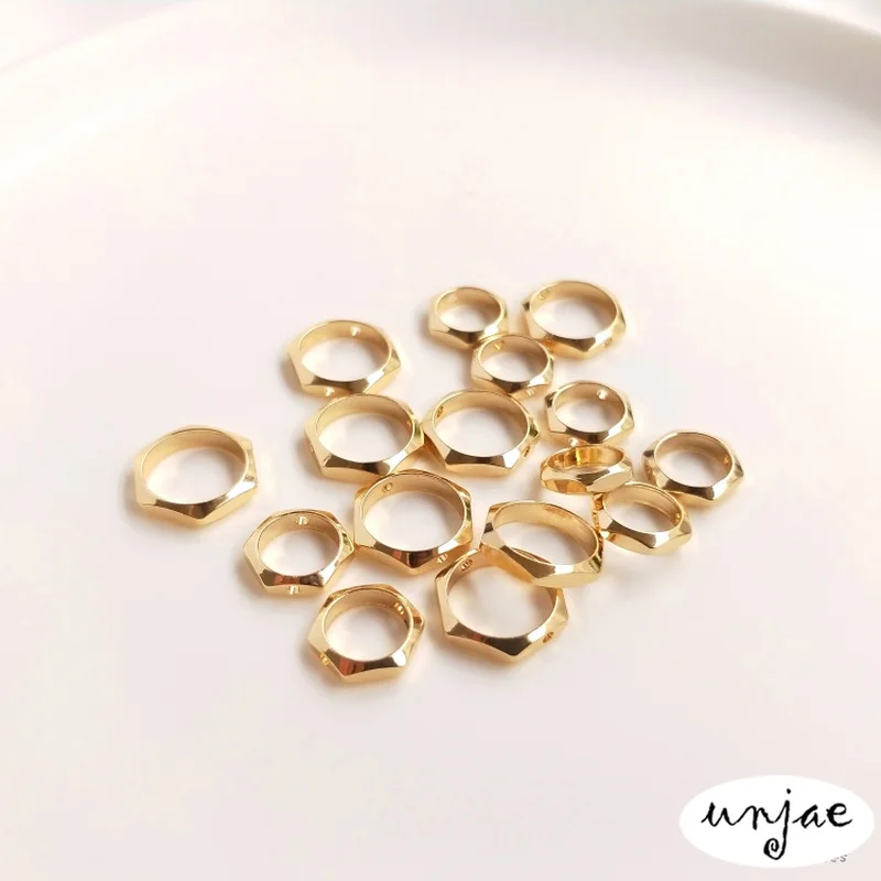 

Custom 14K Gold protection accessories set bead ring outer diameter hexagon inner diameter round bead ring DIY handmade material